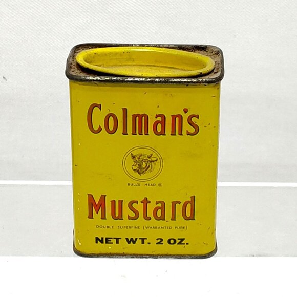 Colman's Bull's Head Mustard Spice Tin 2 Oz Collectible Décor Tin England VTG - Picture 1 of 6